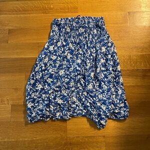 Zara Blue and White Floral Midi Skirt